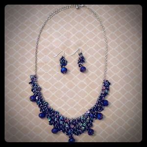 Beaded necklace and earrings set